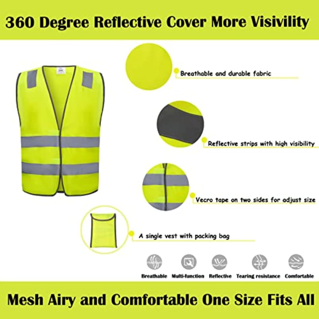 Professional Construction High-Visibility Safety Vest - Neon Yellow