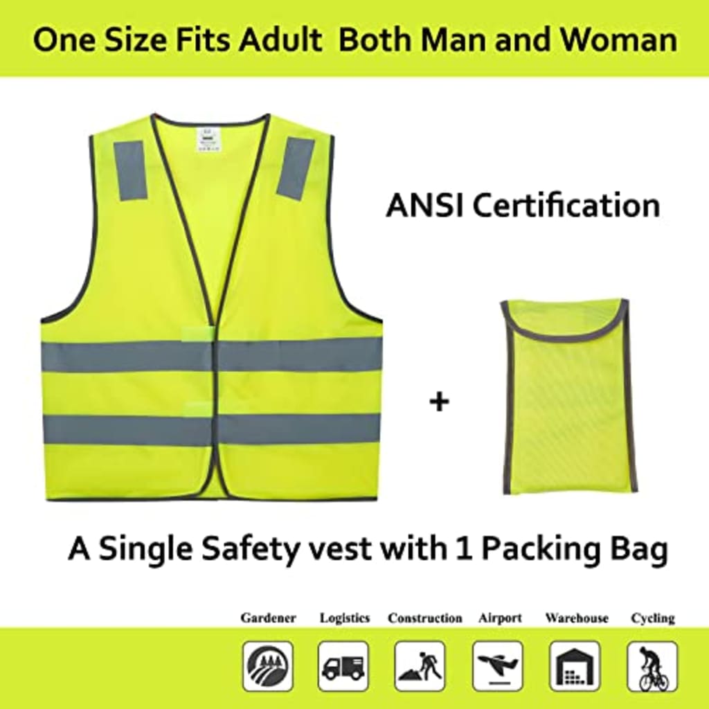 Professional Construction High-Visibility Safety Vest - Neon Yellow