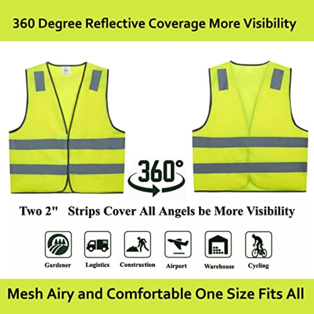 Professional Construction High-Visibility Safety Vest - Neon Yellow