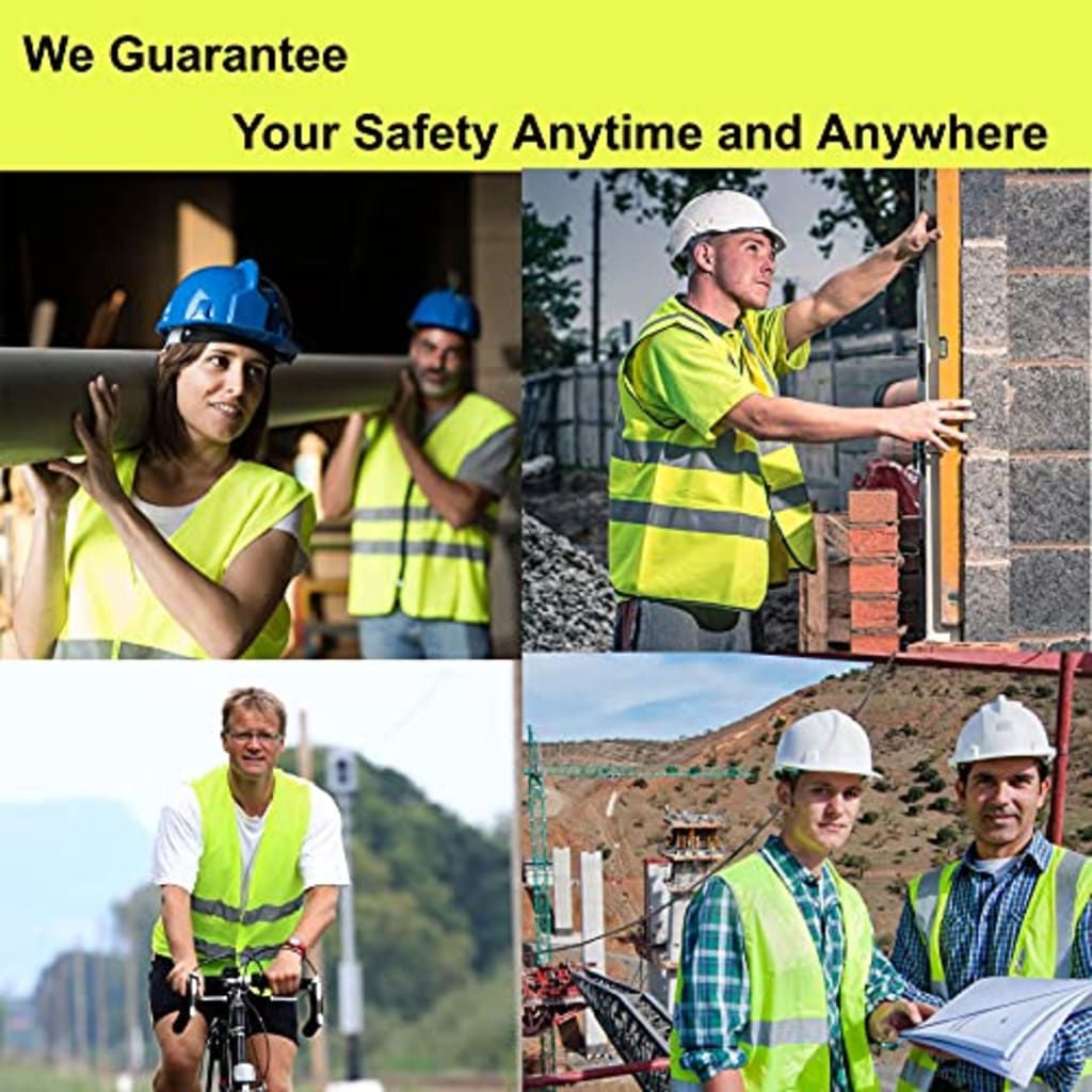 Professional Construction High-Visibility Safety Vest - Neon Yellow