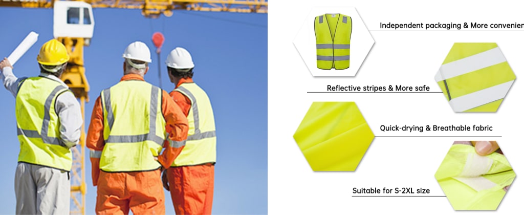 Professional Construction High-Visibility Safety Vest - Neon Yellow